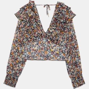 Zara Ruffled Floral Print Top